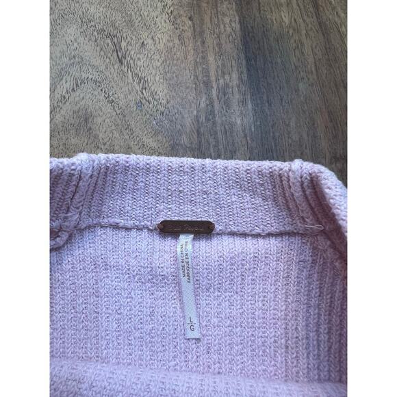 Free People Women's Purple Crew Neck Long Sleeves Cropped Sweater Size Large - Picture 2 of 3